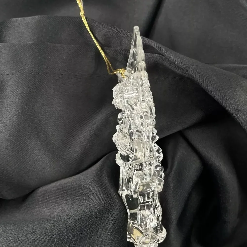 Vintage Crystal Angel Playing Instrument Christmas Ornament Made In Tawain
